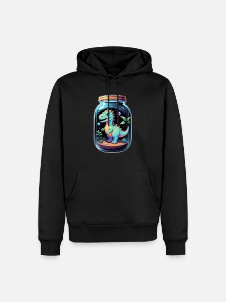 Dinosaur in a Cartoon Jar - Men’s Premium Organic Hoodie - black