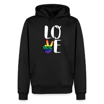 Vintage Liebe gewinnen Regenbogen Peace-Zeichen Stolz Lesbe - Männer Premium Bio Hoodie - Schwarz - Vorne - Nico (187cm)