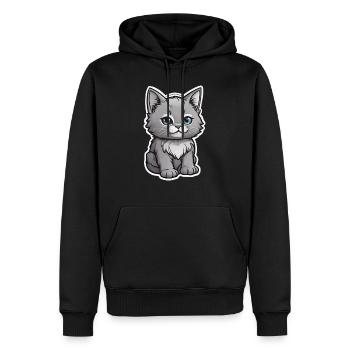 Design chaton mignon - Sweat à capuche Premium bio Homme - noir - Devant - Nico (187cm)