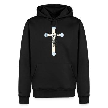symbol crucifix - Sweat à capuche Premium bio Homme - noir - Devant - Nico (187cm)