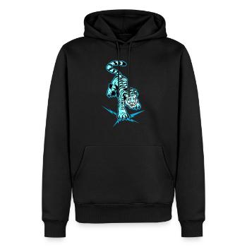 Tigre et éclais sous les pattes (version bleue) - Sweat à capuche Premium bio Homme - noir - Devant - Nico (187cm)