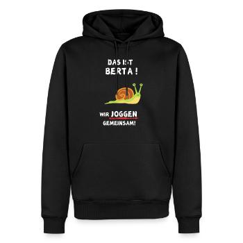 Das Ist Berta! Wir Joggen Gemeinsam! Schnecke - Männer Premium Bio Hoodie - Schwarz - Vorne - Nico (187cm)
