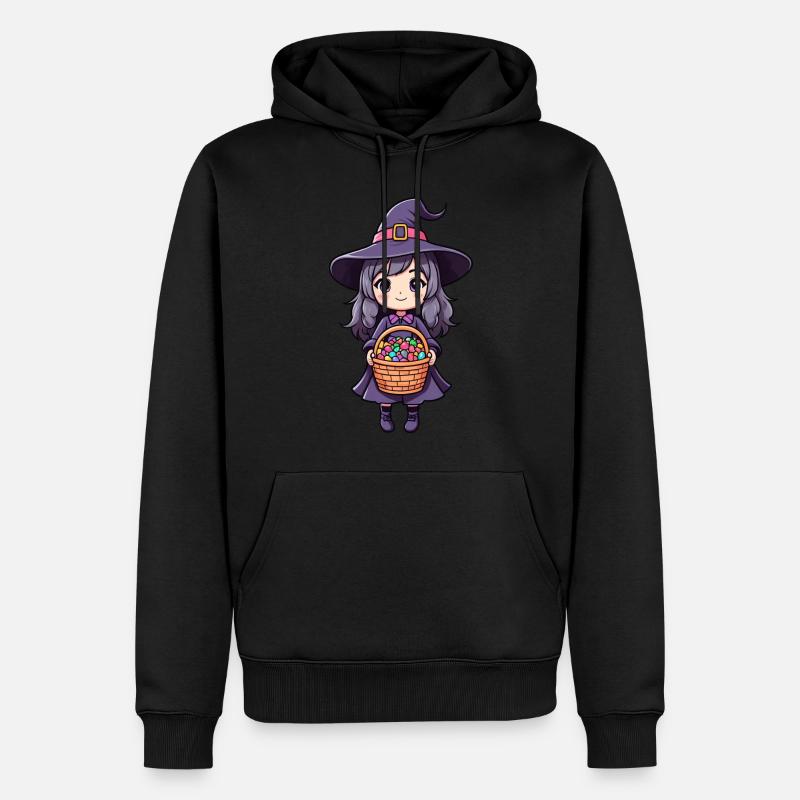 Süßes Hexenmädchen - Männer Premium Bio Hoodie - Schwarz