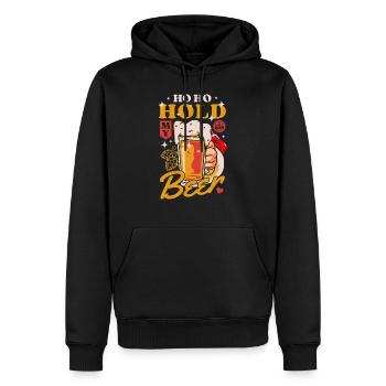 Weihnachten hoho hält mein Weihnachtsmannbier - Männer Premium Bio Hoodie - Schwarz - Vorne - Nico (187cm)