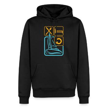 Manger Dormir Naviguer Répéter les icônes quotidiennes - Sweat à capuche Premium bio Homme - noir - Devant - Nico (187cm)