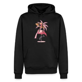 Flamingo mit Sonnenhut - Männer Premium Bio Hoodie - Schwarz - Vorne - Nico (187cm)