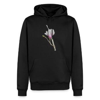 Rosa Magnolie - Männer Premium Bio Hoodie - Schwarz - Vorne - Nico (187cm)