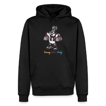 Serving Haters Daily - Männer Premium Bio Hoodie - Schwarz - Vorne - Nico (187cm)