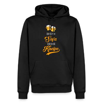 Descendre du canapé et aller au pub de la bière - Sweat à capuche Premium bio Homme - noir - Devant - Nico (187cm)