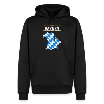 Bayern Flagge - Bundesland Umriss - Männer Premium Bio Hoodie - Schwarz - Vorne - Nico (187cm)
