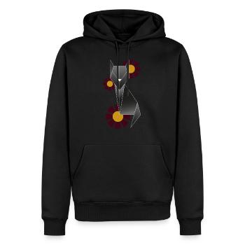 Chat géométrique avec des fleurs - Sweat à capuche Premium bio Homme - noir - Devant - Nico (187cm)