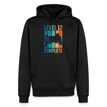 12th Birthday Years Level 12 Complete Gift - Men’s Premium Organic Hoodie - black - Front - Nico (187cm)