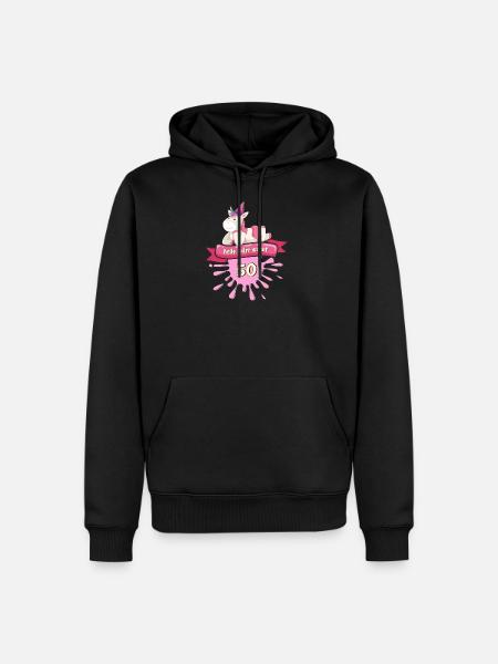 50 Jahre, Runder 50. Geburtstag Einhorn T-Shirt Ge - Männer Premium Bio Hoodie - Schwarz
