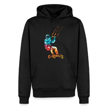 Kite landboarding - Sweat à capuche Premium bio Homme - noir - Devant - Nico (187cm)