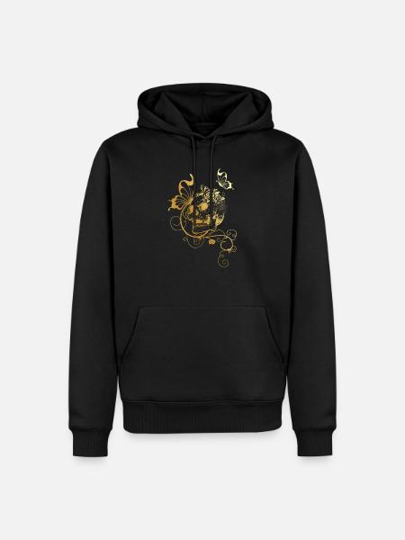 Skull with roses and butterflies - Men’s Premium Organic Hoodie - black