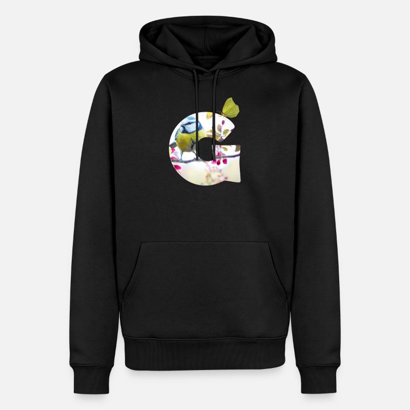 printemps oiseau papillon g - Sweat à capuche Premium bio Homme - noir