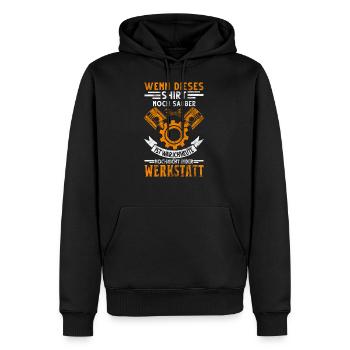 Wenn dieses Shirt noch sauber ist Werkstatt Garage - Männer Premium Bio Hoodie - Schwarz - Vorne - Nico (187cm)