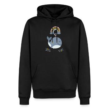 Baleine d’arc-en-ciel - Sweat à capuche Premium bio Homme - noir - Devant - Nico (187cm)