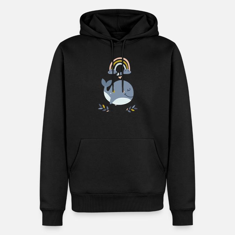 Regenbogenwal - Männer Premium Bio Hoodie - Schwarz