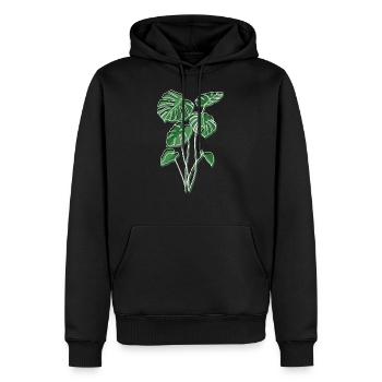 Monstera Pflanze Hobbygärtner Vintage Retro Plant - Männer Premium Bio Hoodie - Schwarz - Vorne - Nico (187cm)