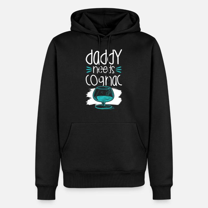 cognac papa drink - Sweat à capuche Premium bio Homme - noir