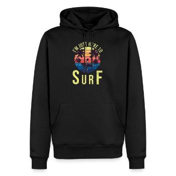 Je suis juste ici pour surfer - Sweat à capuche Premium bio Homme - noir - Devant - Nico (187cm)