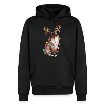 Christmas Birman Cat - Lustige Rentier Xmas Kitty - Männer Premium Bio Hoodie - Schwarz - Vorne - Nico (187cm)