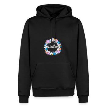 emilia,blumen,blumenkranz,floral,illustration - Männer Premium Bio Hoodie - Schwarz - Vorne - Nico (187cm)