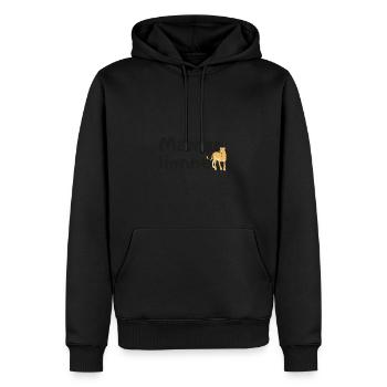 Maman lionne - Sweat à capuche Premium bio Homme - noir - Devant - Nico (187cm)