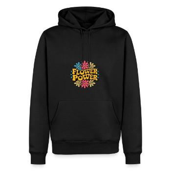 Flower Power 1960 & 1970 rétro des années 60 des années 70 groovy - Sweat à capuche Premium bio Homme - noir - Devant - Nico (187cm)
