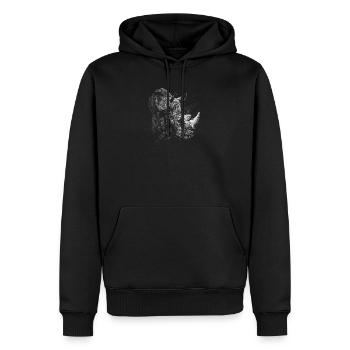 Rhino - Men’s Premium Organic Hoodie - black - Front - Nico (187cm)