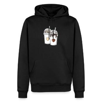 Couple de milkshake chocolat vanille - Sweat à capuche Premium bio Homme - noir - Devant - Nico (187cm)
