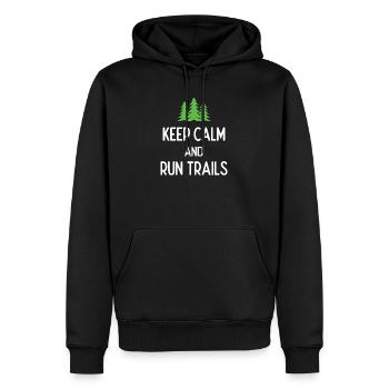 Ruhe bewahren und Trails laufen - Männer Premium Bio Hoodie - Schwarz - Vorne - Nico (187cm)