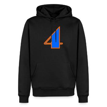 4 ANS,4e ANNIVERSAIRE,ANNIVERSAIRE 4 ANS,QUATRE - Sweat à capuche Premium bio Homme - noir - Devant - Nico (187cm)