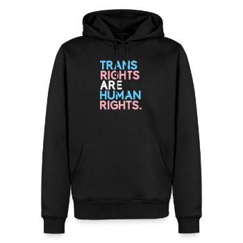 Mois de la fierté LGBT - Les droits des trans sont des droits humains - Sweat à capuche Premium bio Homme - noir - Devant - Nico (187cm)