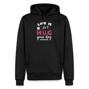Das Leben ist kurz, umarme deinen Hund - Männer Premium Bio Hoodie - Schwarz - Vorne - Nico (187cm)