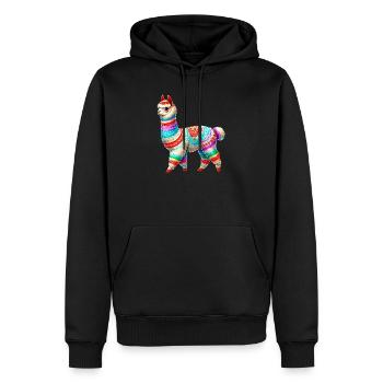 Alpaka - Männer Premium Bio Hoodie - Schwarz - Vorne - Nico (187cm)