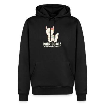 Alpaka mit lustigem Spruch und Blumen - Männer Premium Bio Hoodie - Schwarz - Vorne - Nico (187cm)