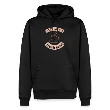 Conception de motivation pour le café au quotidien - Sweat à capuche Premium bio Homme - noir - Devant - Nico (187cm)