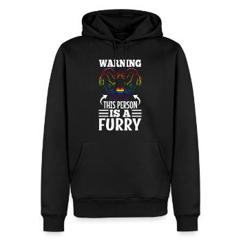 Warning This Person Is A Furry - Men’s Premium Organic Hoodie - black - Front - Nico (187cm)