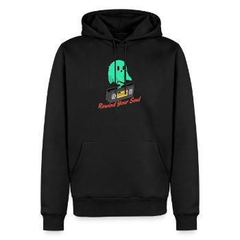 Geist Kassette Rewind Your Soul - Männer Premium Bio Hoodie - Schwarz - Vorne - Nico (187cm)
