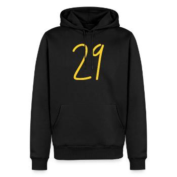 29 - Sweat à capuche Premium bio Homme - noir - Devant - Nico (187cm)