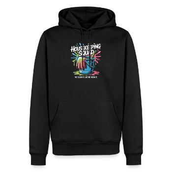 Funny Cleaning Design - Men’s Premium Organic Hoodie - black - Front - Nico (187cm)