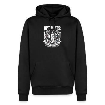 Optimisten Glas Halb Voll Motiv - Männer Premium Bio Hoodie - Schwarz - Vorne - Nico (187cm)