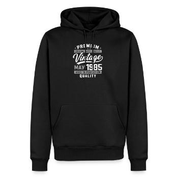 Mai 1985 Anniversaire 41 ans - Né mai 1985 - Sweat à capuche Premium bio Homme - noir - Devant - Nico (187cm)