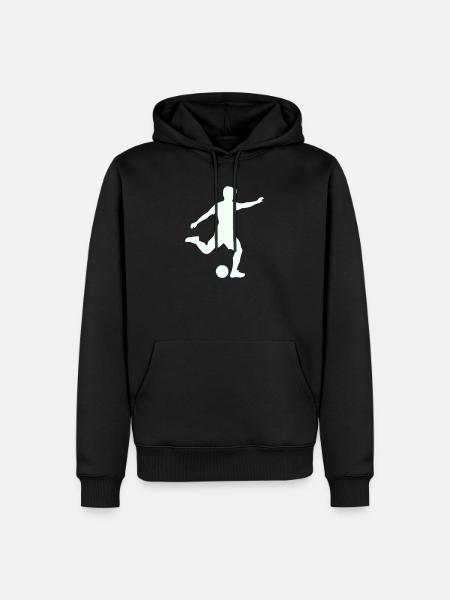Foosball silhouette in jump - Men’s Premium Organic Hoodie - black