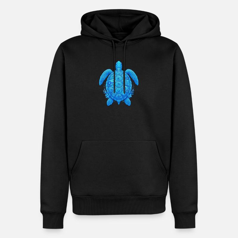 Blaue Meeres Schildkröte - Männer Premium Bio Hoodie - Schwarz