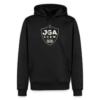 jga_crew_wappen- - Men’s Premium Organic Hoodie - black - Front - Nico (187cm)