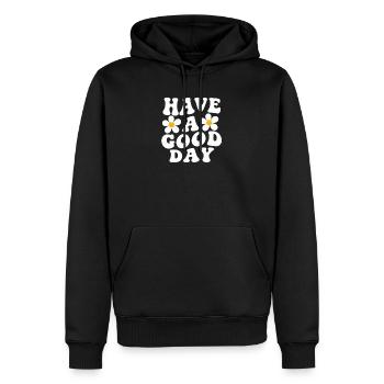 Have a Good Day Daisy Motif - Men’s Premium Organic Hoodie - black - Front - Nico (187cm)