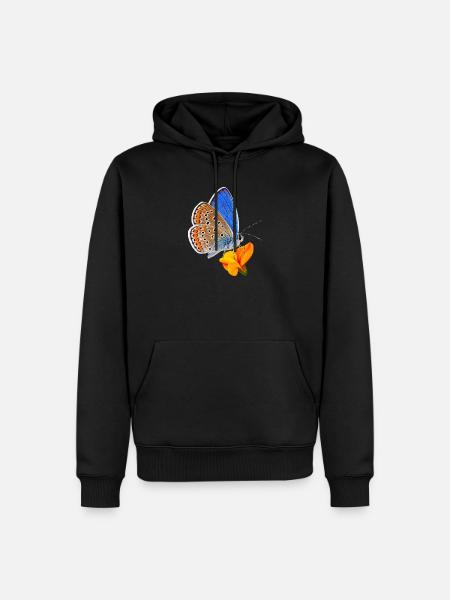 Schmetterling Geissklee bläuling - Männer Premium Bio Hoodie - Schwarz